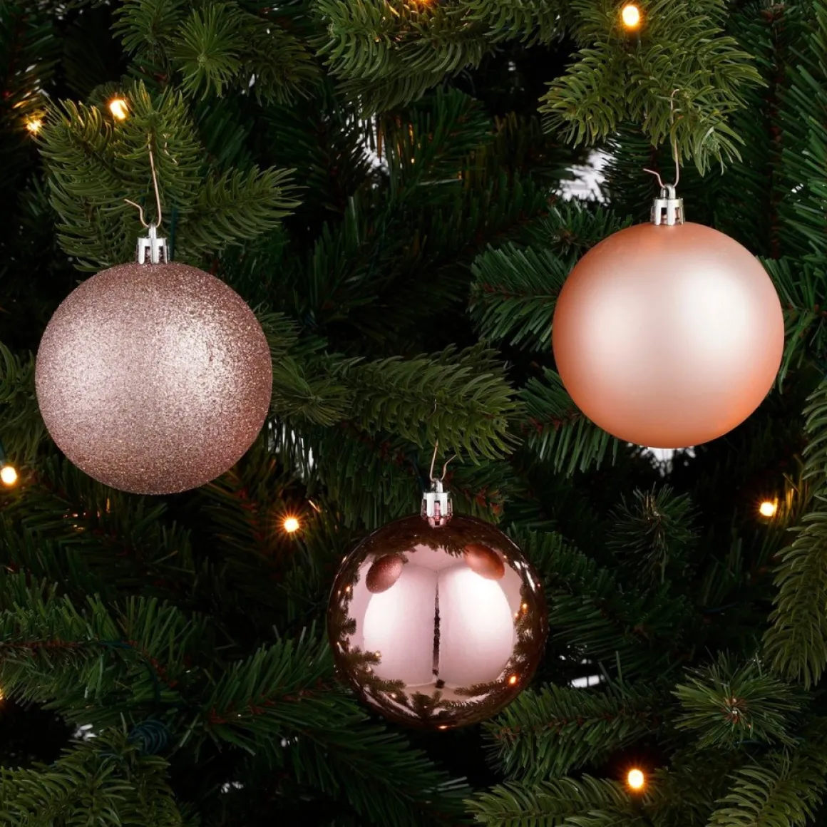 House of Seasons Plastic Kerstballen Set - 46 Stuks - O4/6/8 Cm Lichtroze Hot