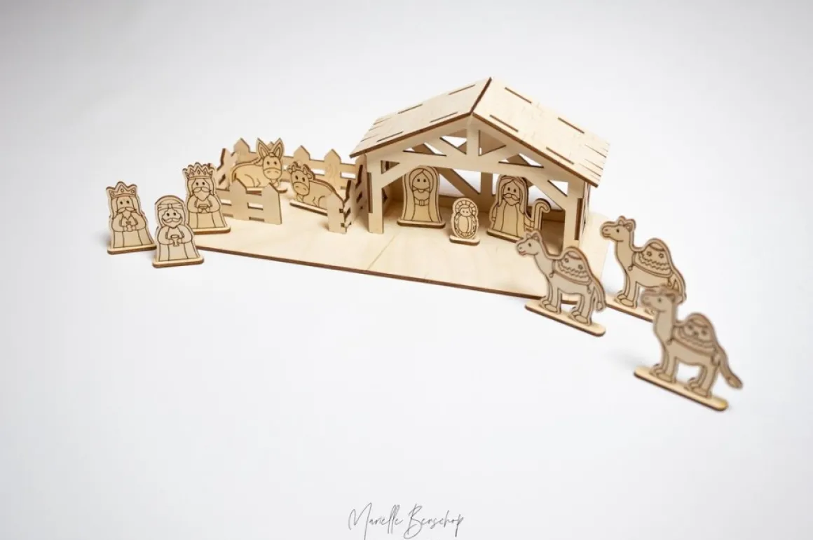 Woodu0027n Laser Design Houten Kerststal Met Figuurtjes Online