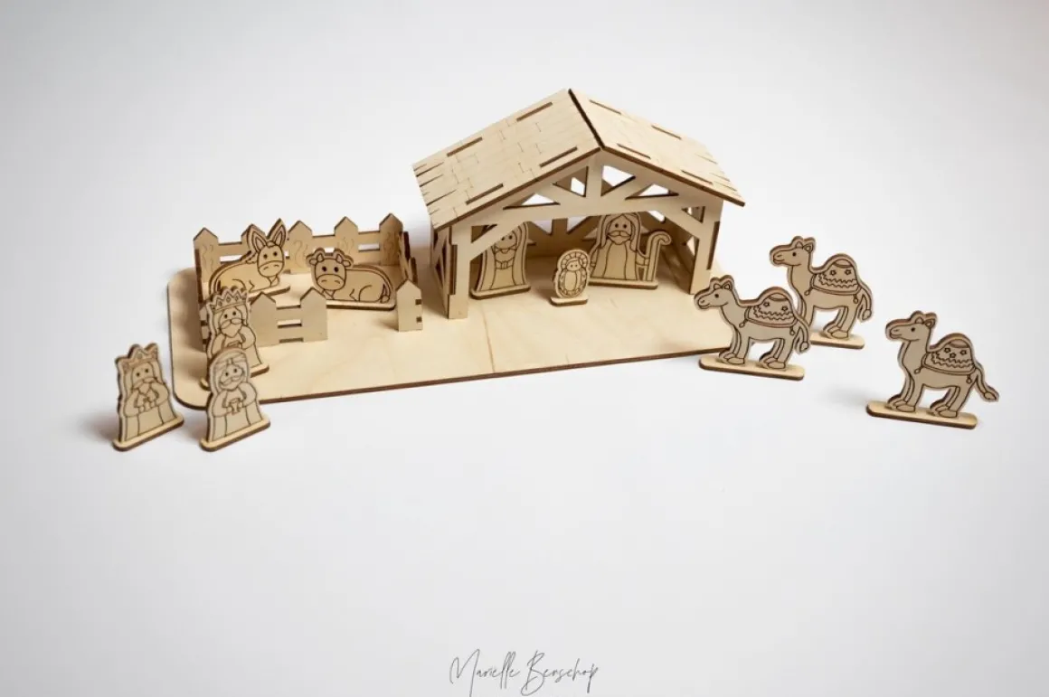 Woodu0027n Laser Design Houten Kerststal Met Figuurtjes Online