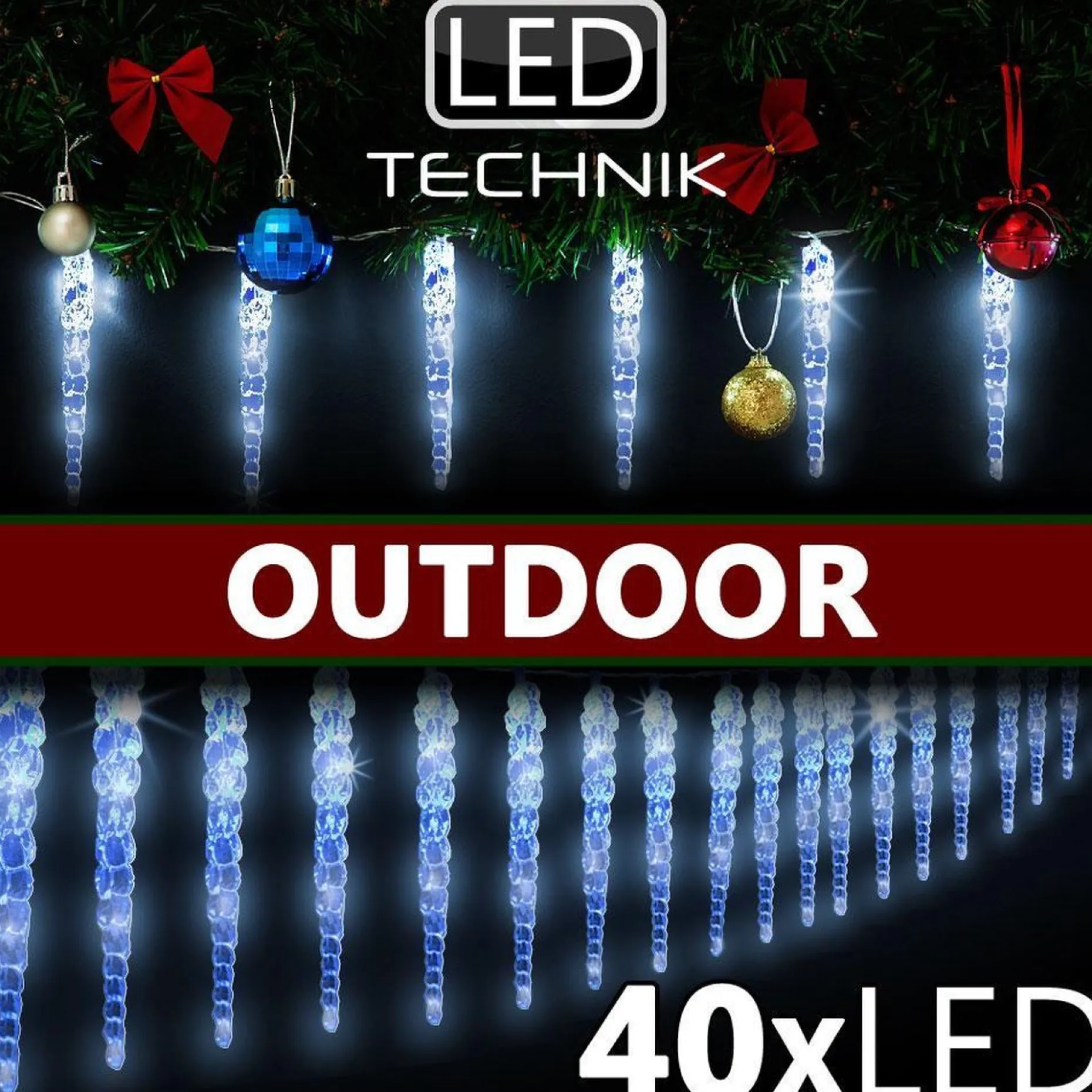* Lichtslangen^Ijspegel Blauw Kerstverlichting Led Lichtsnoer, Guirlande Voor Binnen En Buiten Gebruik, Ijspegel, Blauw