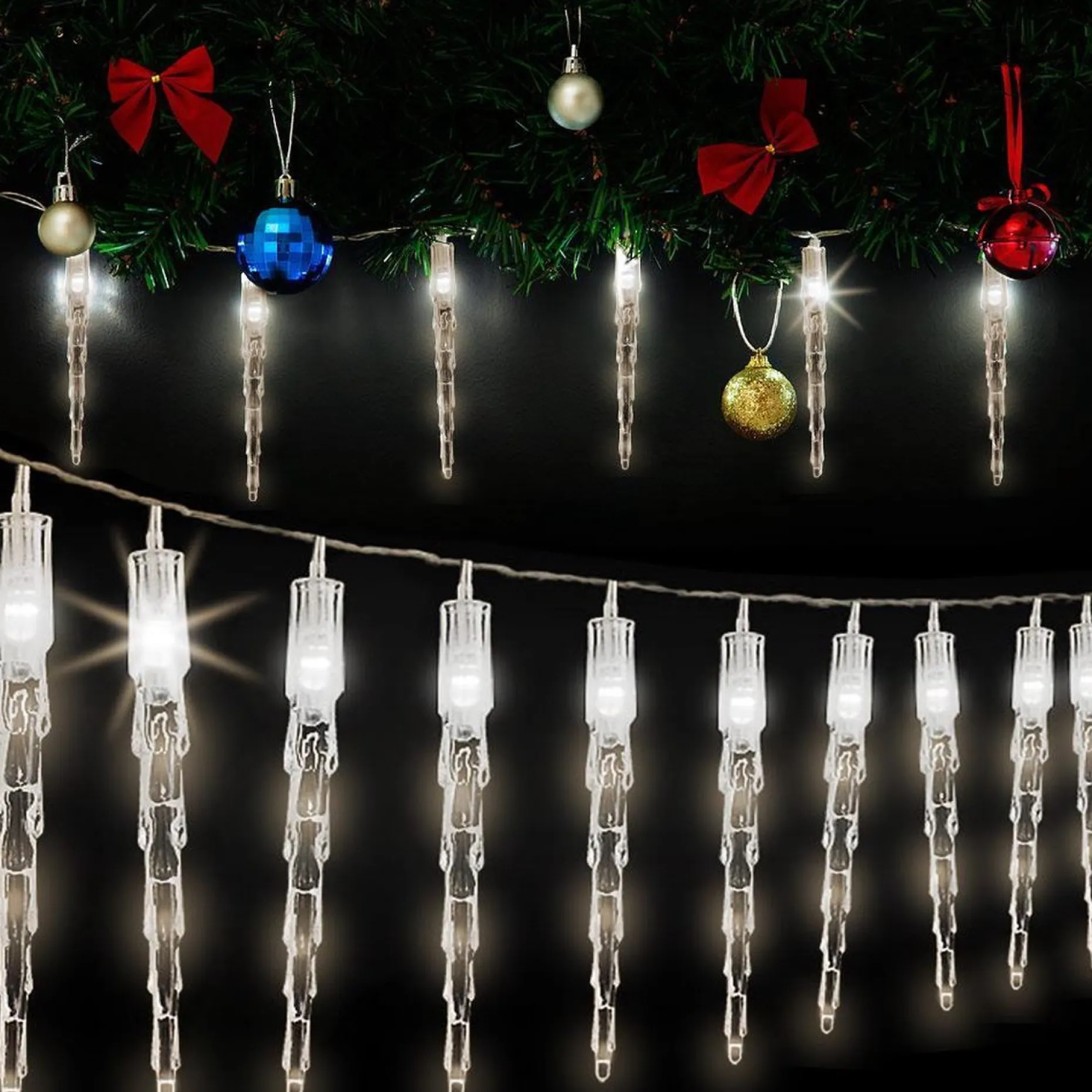 * Lichtslangen^Ijspegel Blauw Kerstverlichting Led Lichtsnoer, Guirlande Voor Binnen En Buiten Gebruik, Ijspegel, Blauw