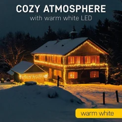 Emos Lichtgordijnen^Ijspegel Verlichting Buiten - 10 Meter 600 Led - Warm Wit - Lichtsnoer - Ip44 Stekker - Kerstverlichting Led - Geschikt Voor Binnen En Buiten - Kerstverlichting Buiten