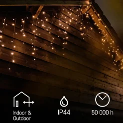 Emos Lichtgordijnen^Ijspegel Verlichting Buiten - 10 Meter 600 Led - Warm Wit - Lichtsnoer - Ip44 Stekker - Kerstverlichting Led - Geschikt Voor Binnen En Buiten - Kerstverlichting Buiten