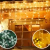 X-mas Shine Lichtgordijnen^Ijspegel Verlichting Buiten - Ijspegel Kerstverlichting - Warm Wit - 4 Meter - 100 Led-Lampjes - Koppelbaar - Incl. Kerstboom Sneeuwvlokjes