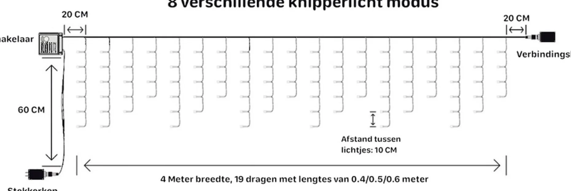 X-mas Shine Lichtgordijnen^Ijspegel Verlichting Buiten - Ijspegel Kerstverlichting - Warm Wit - 4 Meter - 100 Led-Lampjes - Koppelbaar - Incl. Kerstboom Sneeuwvlokjes