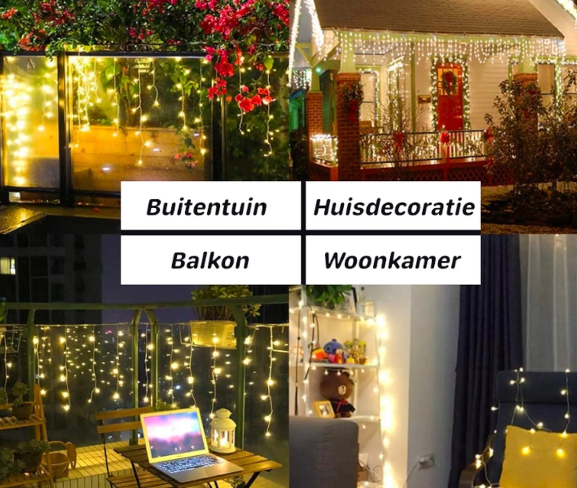 X-mas Shine Lichtgordijnen^Ijspegel Verlichting Buiten - Ijspegel Kerstverlichting - Warm Wit - 4 Meter - 100 Led-Lampjes - Koppelbaar - Incl. Kerstboom Sneeuwvlokjes