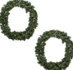 Decoris Imperial Kerstkrans - Diameter 60 Cm - 50 Warm Led Lampjes - 200 Takken- Op Batterijen Shop