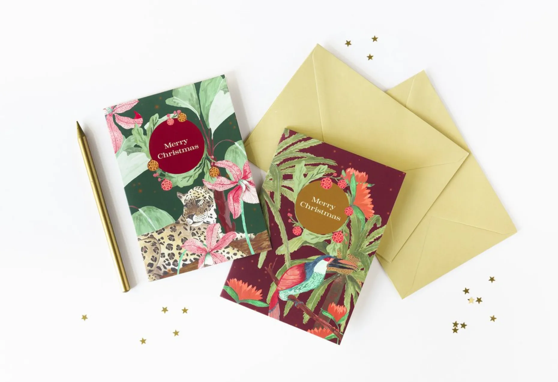 A-Journal Kerstkaarten^&Ink Kerstkaarten Set Christmas - 10 Stuks - Luxe Dubbele Kerstkaarten Met Enveloppen