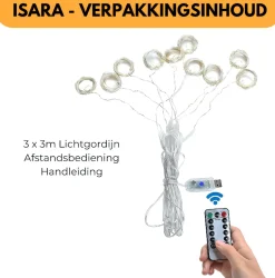 Isara Lichtgordijnen^ 3X3 Meter Kerst Lichtgordijn - 300 Led's Met Afstandsbediening - Gele Sfeerverlichting - Usb-Aangedreven - Voor Binnen - Complete Handleiding - Perfect Voor Kerstdecoratie - Led Lichtsnoer