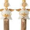 J-Line Engel Ster Hart Op Voet Ijzer/Hout Wit/Goud Assortiment Van 2 Hot