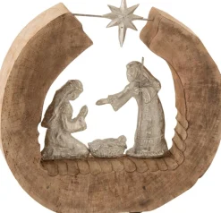 J-Line Figuur Kerststal Mangohout/Aluminium Naturel/Zilver Hot