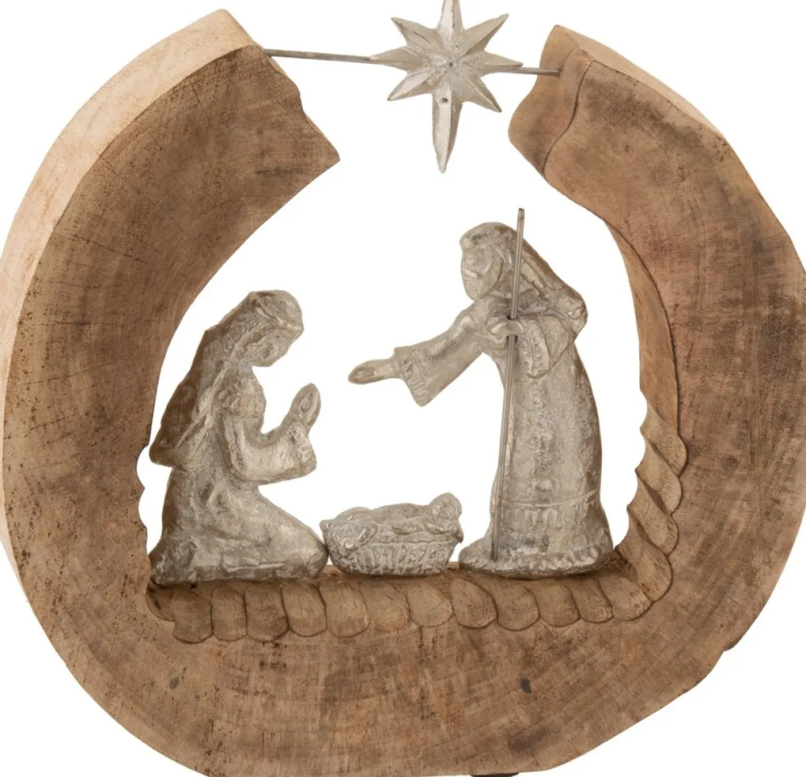 J-Line Figuur Kerststal Mangohout/Aluminium Naturel/Zilver Hot