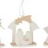 J-Line Hanger Kerststal Hout/Poly Wit/Beige Assortiment Van 3 Flash Sale