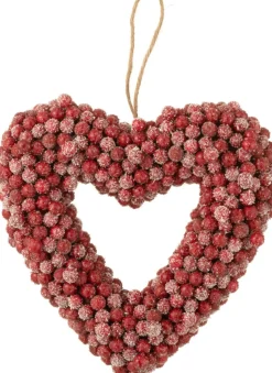 J-Line Hanger Krans Hart Bessen Plastiek Rood Cheap