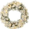 J-Line Kerstkrans+Led Warm Wit Plastiek Besneeuwd Groen Large Best Sale