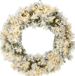 J-Line Kerstkrans+Led Warm Wit Plastiek Besneeuwd Groen Large Best Sale