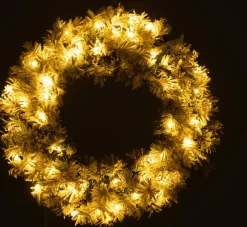 J-Line Kerstkrans+Led Warm Wit Plastiek Besneeuwd Groen Large Best Sale