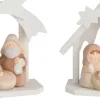 J-Line Kerststal Hout/Poly Creme Small Ass2 - 2 Stuks Outlet