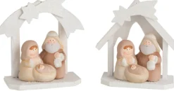 J-Line Kerststal Hout/Poly Creme Small Ass2 - 2 Stuks Outlet