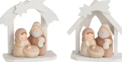 J-Line Kerststal Hout/Poly Creme Small Ass2 - 2 Stuks Outlet