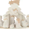 J-Line Kerststal Hout/Poly Wit/Beige Medium Cheap