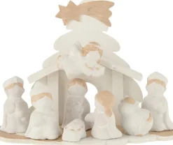 J-Line Kerststal Hout/Poly Wit/Beige Medium Cheap