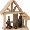 J-Line Kerststal Huis Hout/Keramiek Naturel/Zwart Best Sale