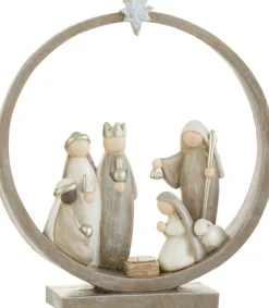 J-Line Kerststal In Cirkel Resine Beige Best Sale