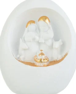 J-Line Kerststal In Steen Resine Wit/Goud Large Discount