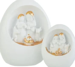 J-Line Kerststal In Steen Resine Wit/Goud Large Discount