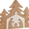 J-Line Kerststal+Kerstbomen Puzzle Mango Hout Wit/Naturel Flash Sale
