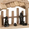 J-Line Kerststal Plat Dak Hout/Keramiek Naturel/Zwart Hot