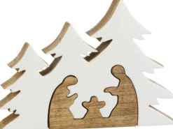 J-Line Kribbe Bomen Hout Wit/Naturel New