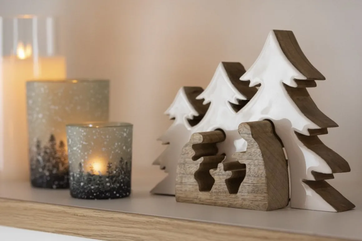 J-Line Kribbe Bomen Hout Wit/Naturel New