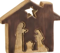 J-Line Kribbe Huis Hout Bruin/Naturel Small Discount