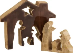 J-Line Kribbe Huis Hout Bruin/Naturel Small Discount