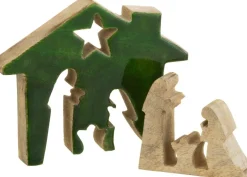J-Line Kribbe Huis Hout Groen/Naturel Small Flash Sale