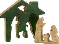 J-Line Kribbe Huis Hout Groen/Naturel Large Clearance