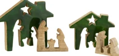 J-Line Kribbe Huis Hout Groen/Naturel Large Clearance