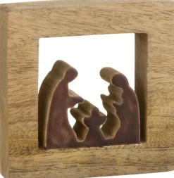 J-Line Kribbe Vierkant Hout Bruin/Wit Small Outlet