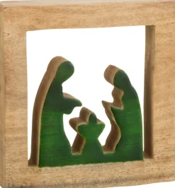 J-Line Kribbe Vierkant Hout Groen/Naturel Large Cheap