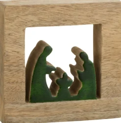 J-Line Kribbe Vierkant Hout Groen/Naturel Small Online