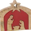 J-Line Puzzel Kerststal Mango Hout Rood S Flash Sale