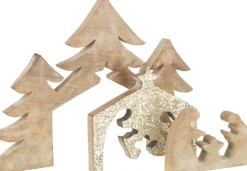 J-Line Puzzel Kerststal Mango Hout Glitter L Discount