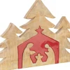 J-Line Puzzel Kerststal Mango Hout Rood L Best