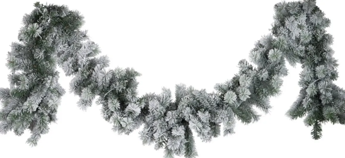 J-Line Slinger Ophangend Met 2 Kwastjes Deco Besneeuwd Plastiek Wit Clearance