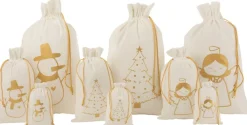 J-Line Zak Kerst Engel/Kerstboom/Sneeuwman Velvet Wit/Goud Large Assortiment Van 3 Sale