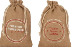 J-Line Zak Kerst Engels Jute Naturel Small Assortiment Van 2 Hot