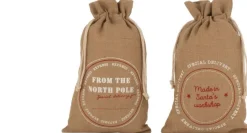 J-Line Zak Kerst Engels Jute Naturel Medium Assortiment Van 2 Cheap