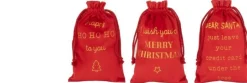J-Line Zak Kerst Engels Velvet Rood Small Assortiment Van 3 Outlet